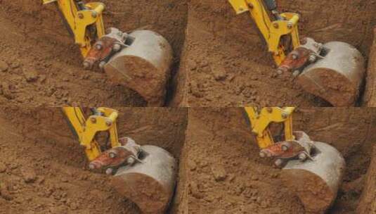 正在挖土的挖掘机高清在线视频素材下载
