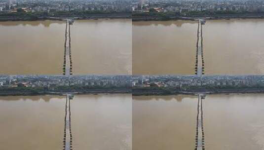 航拍江西赣州古浮桥交通高清在线视频素材下载