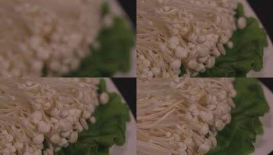金针菇火锅蘑菇金针蘑高清在线视频素材下载