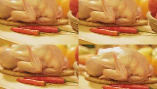 肉鸡肥硕的三黄鸡白条鸡高清在线视频素材下载