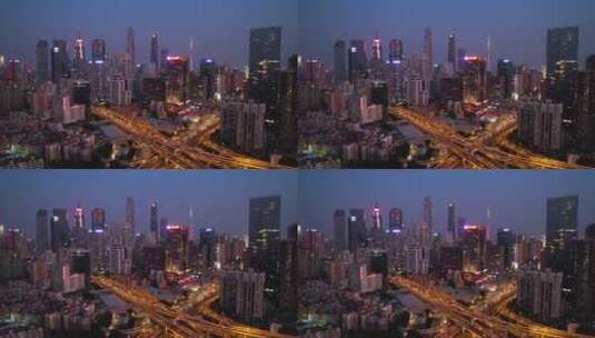 航拍广州珠江新城夜景高清在线视频素材下载