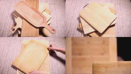【镜头合集】各种木质的菜板案板高清在线视频素材下载