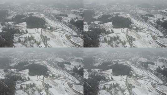 航拍山村雪景高清在线视频素材下载