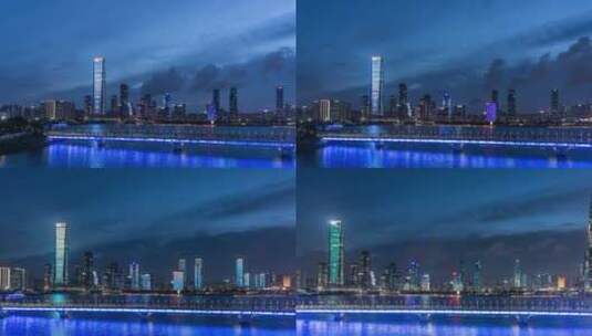 延时航拍夜晚深圳市区CBD现代都市风光高清在线视频素材下载