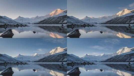 萨普雪山在清晨的延时 西藏那曲比如县高清在线视频素材下载