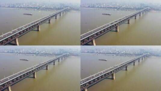 武汉长江大桥航拍6高清在线视频素材下载