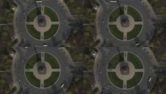 空中慢镜头中的环形交叉路口高清在线视频素材下载
