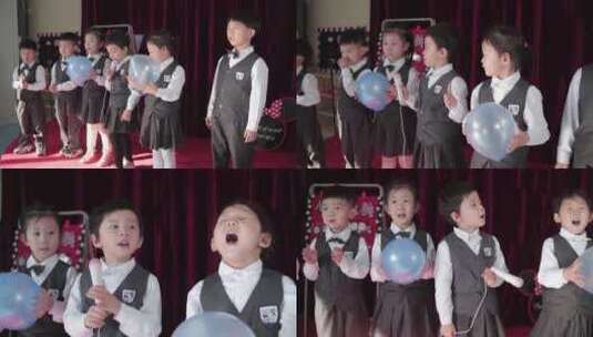 小朋友一起在舞台唱歌高清在线视频素材下载