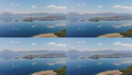 泸沽湖航拍美景蓝色湖面高清在线视频素材下载