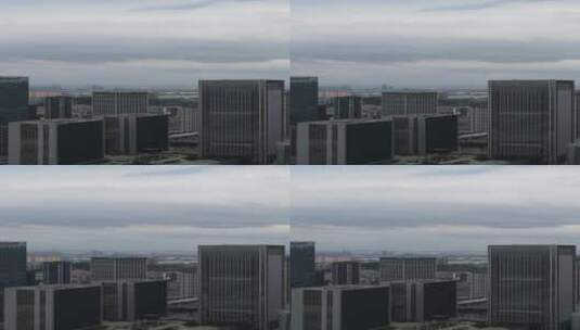 乌云下的城市高楼高清在线视频素材下载