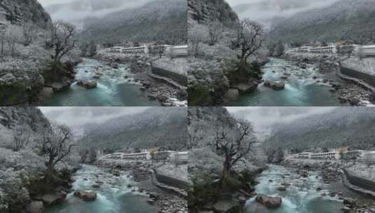 西藏察隅县雪山河流航拍高清在线视频素材下载