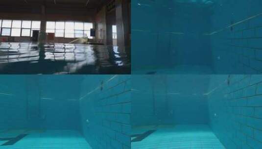 水下脚蹬墙游泳的人高清在线视频素材下载