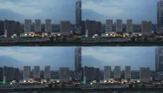 快进X10 城市航拍宜昌万达广场夜景高清在线视频素材下载