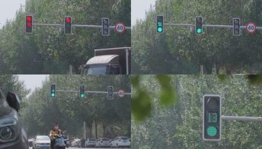 红绿灯交通岗信号灯 路口车流城市马路街道高清在线视频素材下载