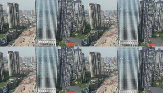 城市航拍宜昌城市轨道交通施工高清在线视频素材下载