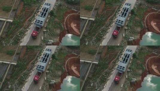 4K大藤峡水电站建设构件运输航拍高清在线视频素材下载