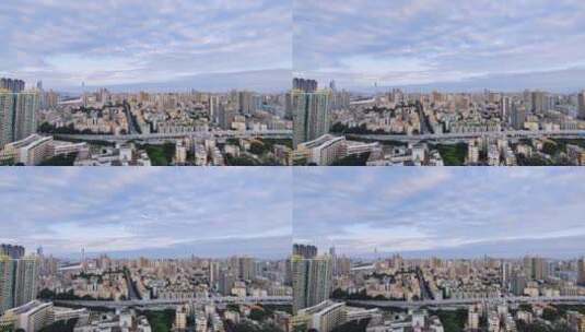 广州城市蓝天白云车流全景风光延时摄影高清在线视频素材下载