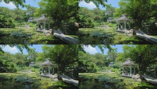 广西南宁青秀山状元阁中式园林庭院高清在线视频素材下载