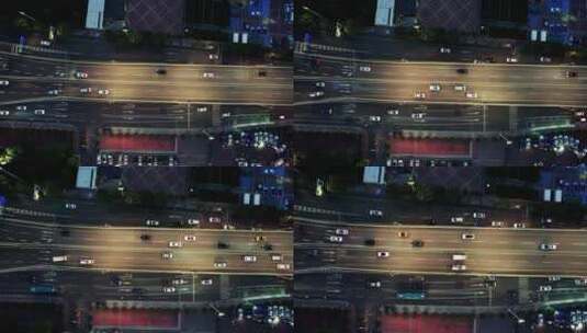 城市道路夜景俯拍008高清在线视频素材下载