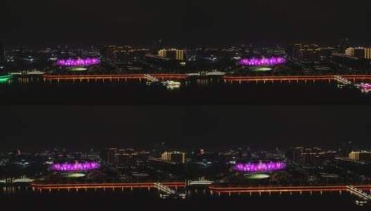 杭州奥体中心体育场远景航拍高清在线视频素材下载
