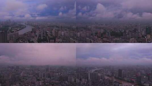 广州城市天空白云飘过航拍全景高清在线视频素材下载