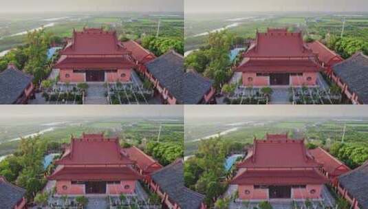 航拍上海小昆山九峰寺建筑风光高清在线视频素材下载