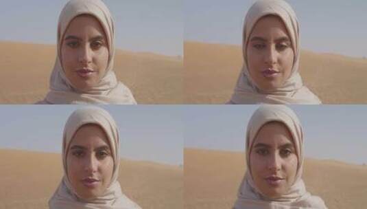 一个戴头巾的女人特写肖像高清在线视频素材下载