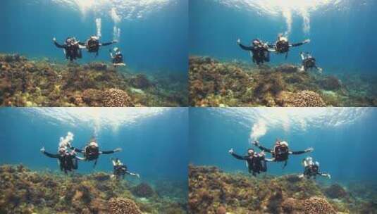 潜水员深海潜水活动高清在线视频素材下载