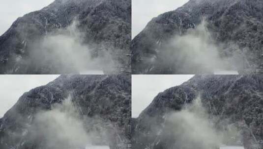 航拍佛教名山四川峨眉山，云海缭绕树林白雪高清在线视频素材下载