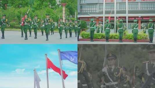 4K实拍高校国旗仪仗队高清在线视频素材下载