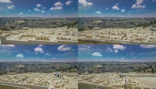 耶路撒冷橄榄山上的岩石圆顶夏季蓝天高清在线视频素材下载