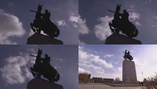 呼和浩特成吉思汗文化广场 延时拍摄高清在线视频素材下载