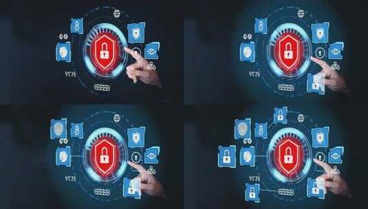 手指点击网络安全虚拟界面高清在线视频素材下载