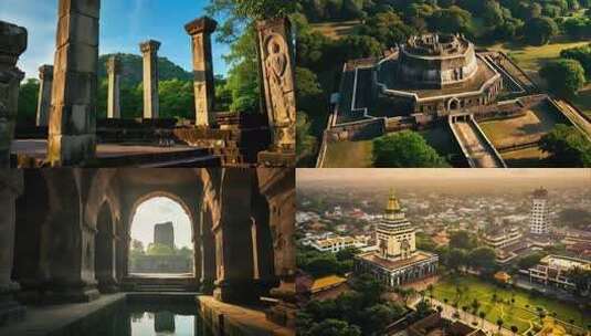 阿努拉德普勒古老建筑群风光神秘遗迹探索高清在线视频素材下载