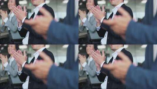 亚洲人，手和研讨会，为演示、会议鼓掌高清在线视频素材下载