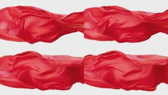 带alpha通道的飘舞流动的红色红旗布料高清在线视频素材下载