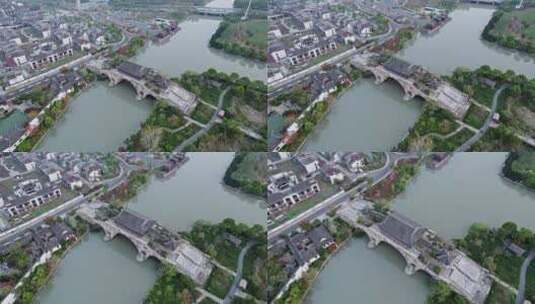 上海广富林文化遗址中式古代桥梁御赐桥高清在线视频素材下载