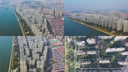 4K航拍湘江世纪城集中住宅区高清在线视频素材下载