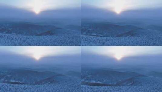 航拍黎明林海雪原雾凇高清在线视频素材下载