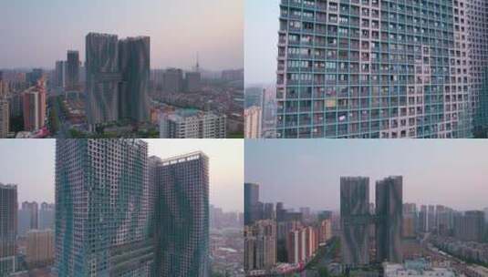 佛山禅城区兆阳O立方商业公寓大厦航拍高清在线视频素材下载