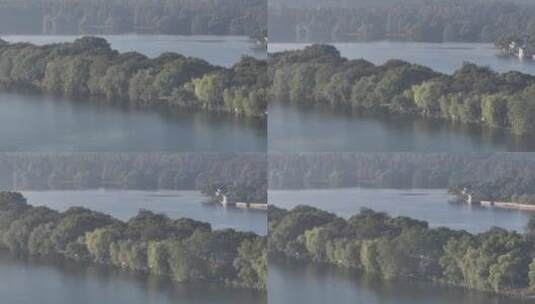 杭州西湖苏堤早晨航拍高清在线视频素材下载