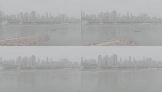 重庆南滨游艇码头防洪石高清在线视频素材下载