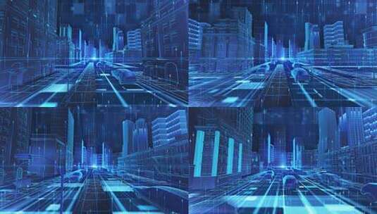 蓝色光线科技城市高清在线视频素材下载