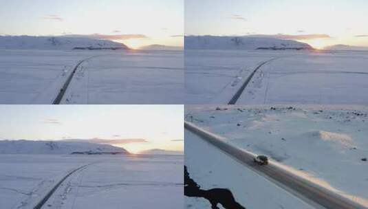 【正版素材】新疆雪地公路自驾高清在线视频素材下载