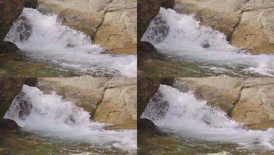 山间泉水-溪流瀑布-水流水草青苔高清在线视频素材下载