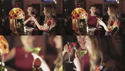 外国 女人 酒吧 喝酒 聊天高清在线视频素材下载