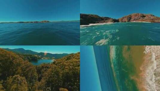 碧海蓝天海浪海水海边FPV风景航拍合集高清在线视频素材下载