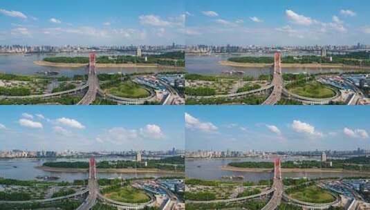 武汉晴川桥汉江城市延时高清在线视频素材下载