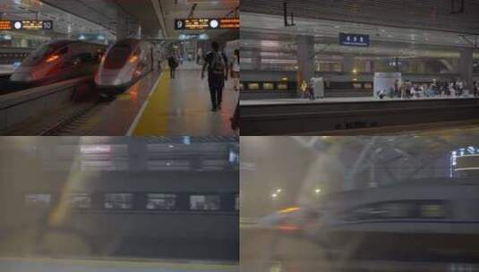 长沙南站乘客高铁站旅客窗外高清在线视频素材下载