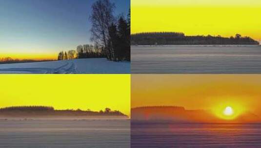 冬季朝霞太阳升起日出高清在线视频素材下载